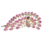 Schöne Haarspange Pfau aus Metall Strass & Acryl Haarklammer pink rosa gold 5259 Schöne Haarspange Pfau aus Metall Strass & Acryl Haarklammer pink rosa gold 5259